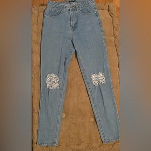 Nasty Gal light wash, ripped mom jeans, size 4 (runs small)